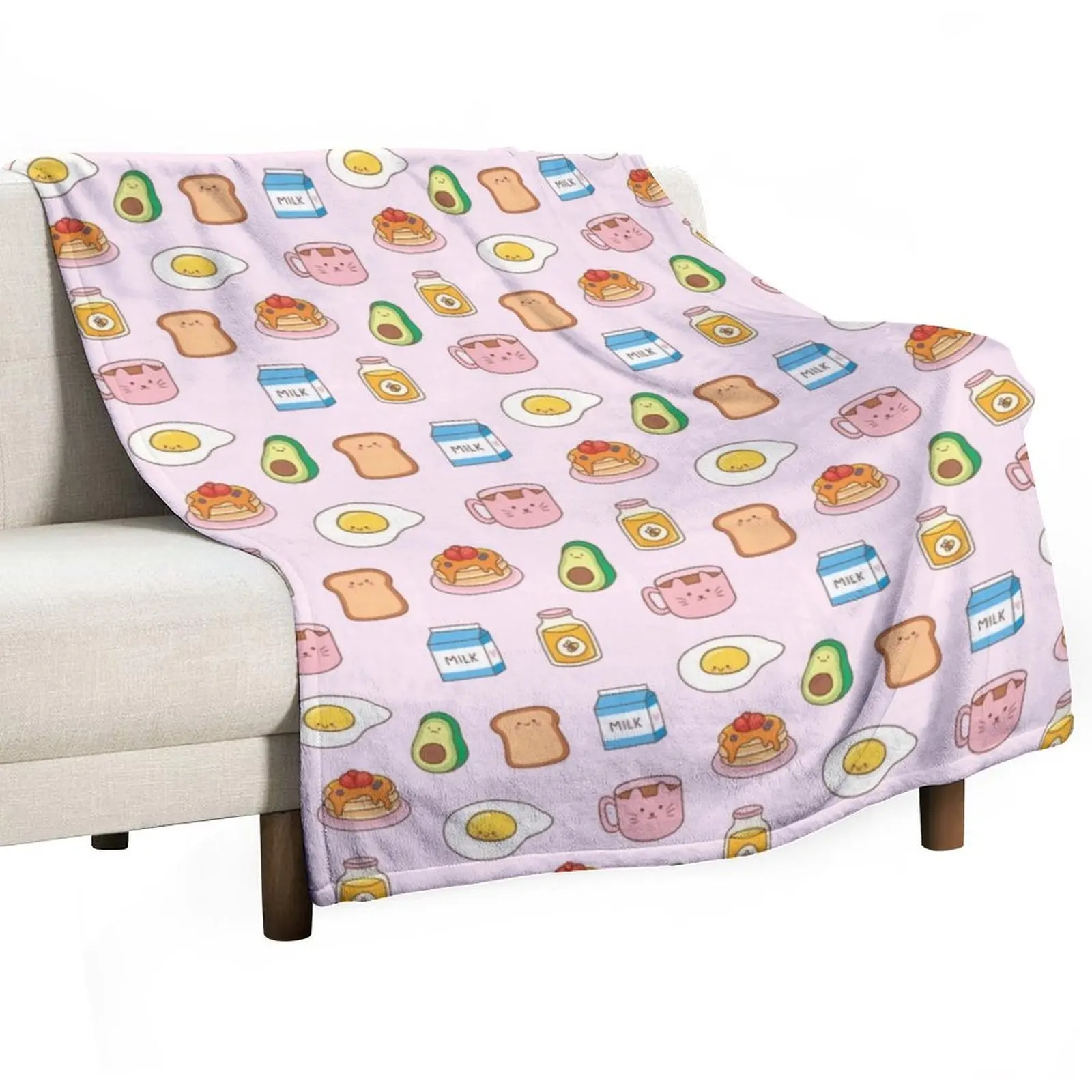 Cute Breakfast Food - Pink Foodie Lover Throw Blanket Baby Sofas Blankets