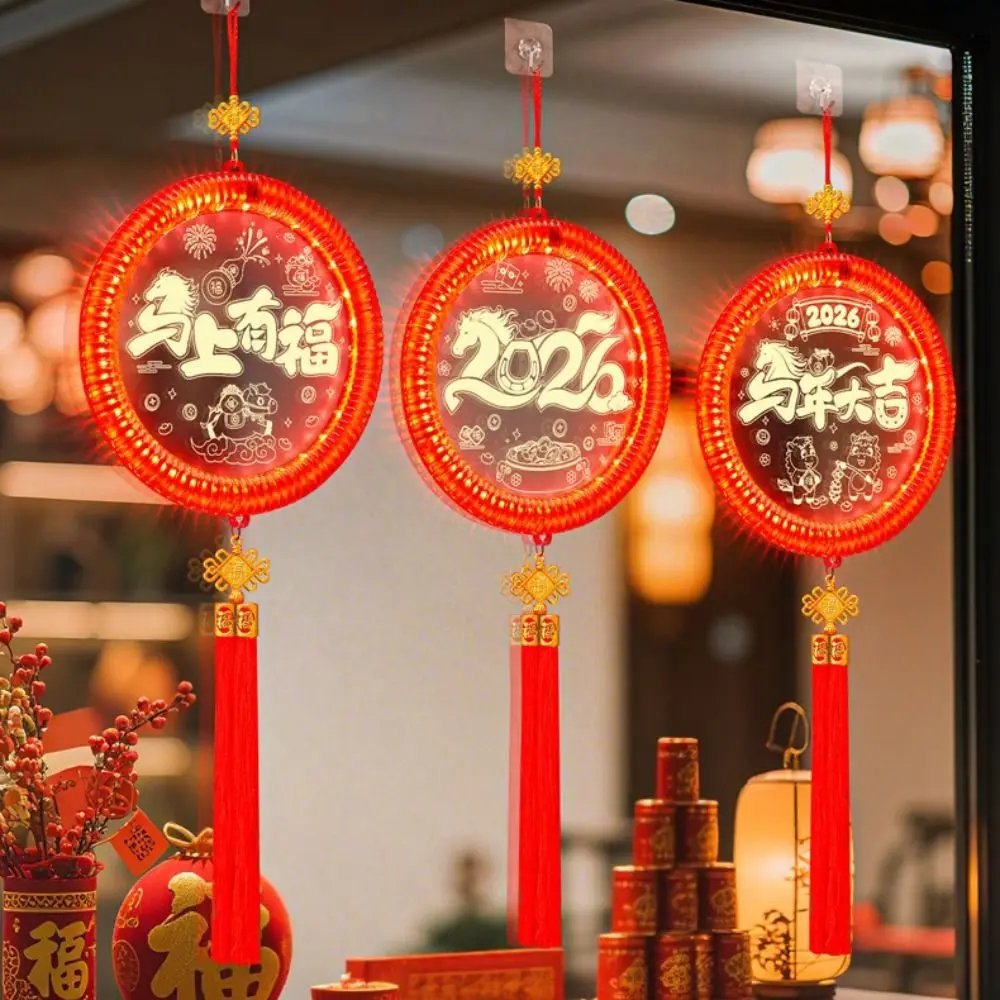 

3D Glowing New Year Lantern Easy Hanging Good Luck Design Red Hanging Lanterns Pendant Style Year Of The Horse Hanging Lights