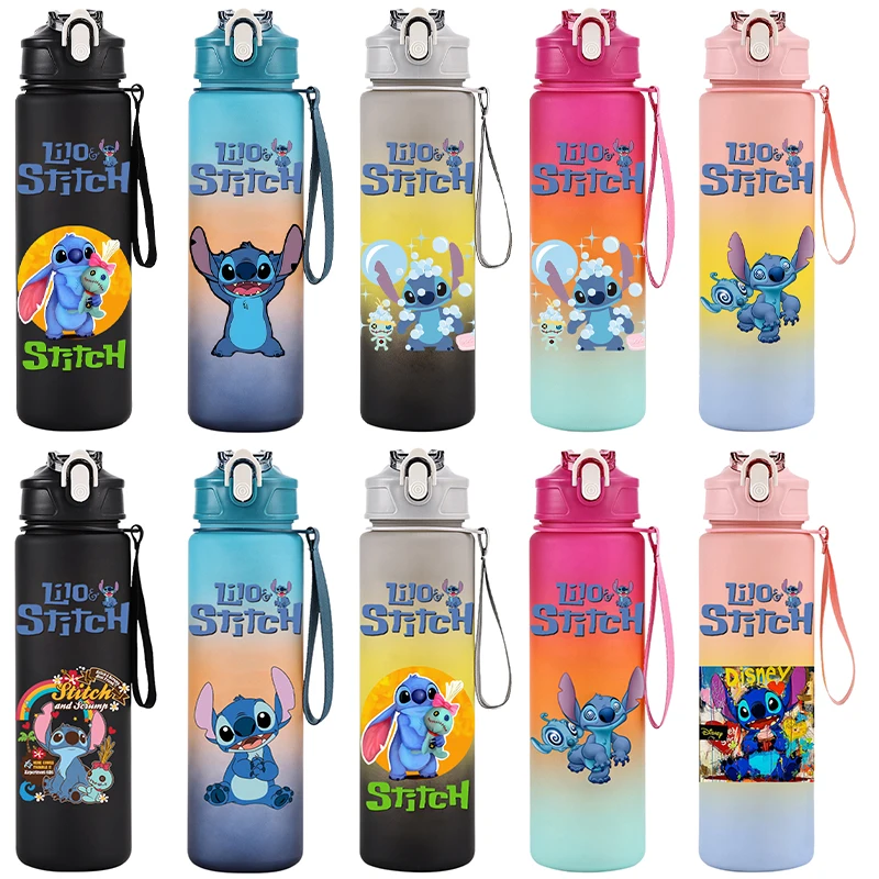 750ML Water Bottle Disney Lilo Stitch Cartoon Large Capacity Drinking Cup Portable Outdoor Sports Water Cup Children Kid Gift