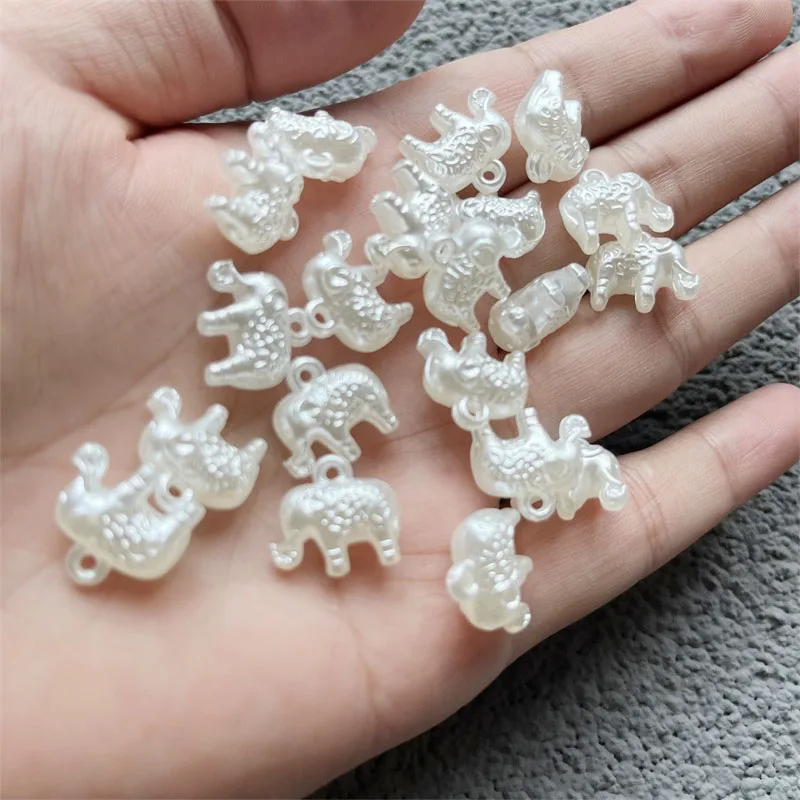 9*14*15MM White Elephant Beads 20 pcs/lot For Plastic Pearls Jewelry Making Diy Accessories