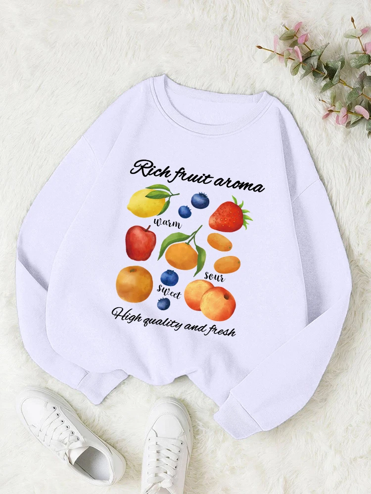 

Rich Fruit Patterns Printed Tracksuit Women Retro Versatile Hoody Fashion Casual Sweatshirt Autumn Round Neck Warm Sportswears