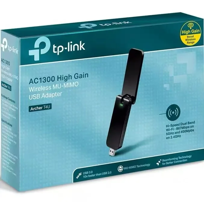 Беспроводная сетевая карта USB TP-LINK ARCHER T4U TX20U PLUS с высоким коэффициентом усиления AC1300/AX1800 Беспроводная сетевая карта USB TP-LINK ARCHER T4U TX20U PLUS с высоким коэффициентом усиления AC1300/AX1800
