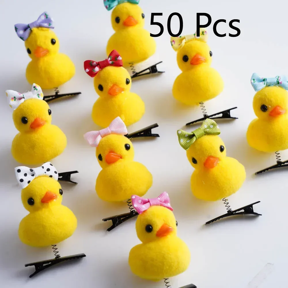 

50Pcs/Lot Stylish And Cute Bubble Childrens Toy Little Yellow Duck Love Heart Hairpin Clip Suitable For Clip On The Gift ZH