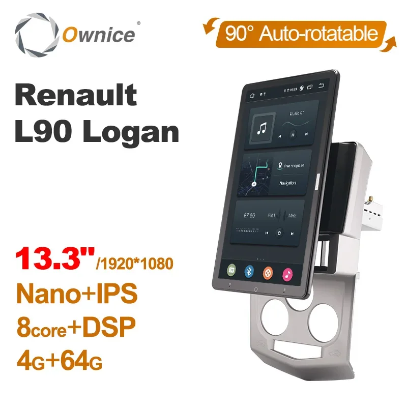 

Автомобильный DVD-плеер Tesla style PX6, вращающийся проигрыватель на Android 10, с GPS, для Renault L90, Logan