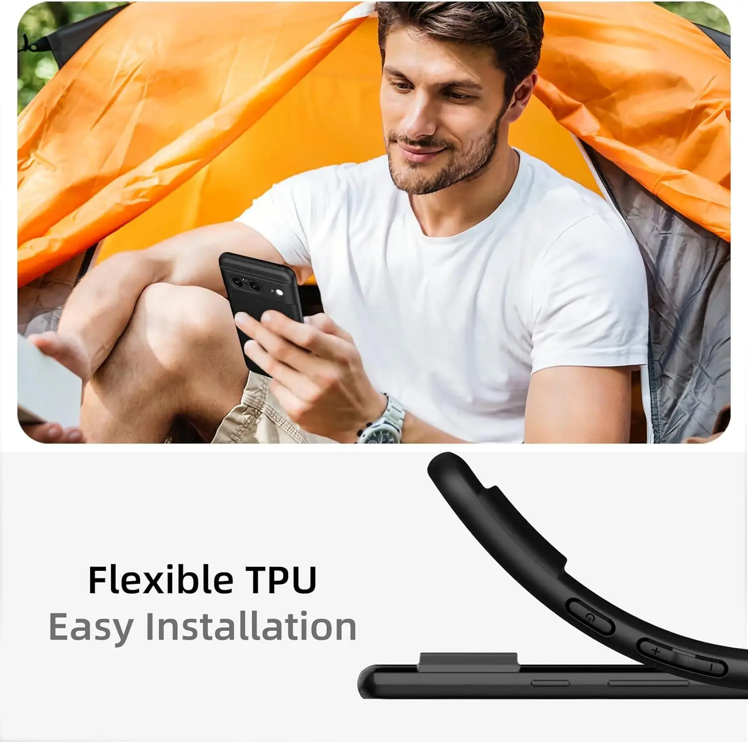 أسود غير لامع لينة تبو الغطاء الخلفي لجوجل بكسل 9 8 8a برو 7 7a 6a 6