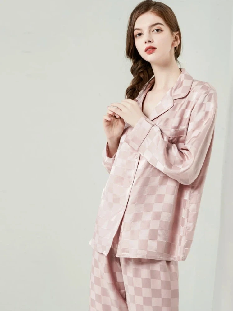 19 Momme 100% Real Silk Button Down Tops and Trousers Pajama Set Spring Sleepwear Homewear Loungewear Nightwear 2 Piece Nighty