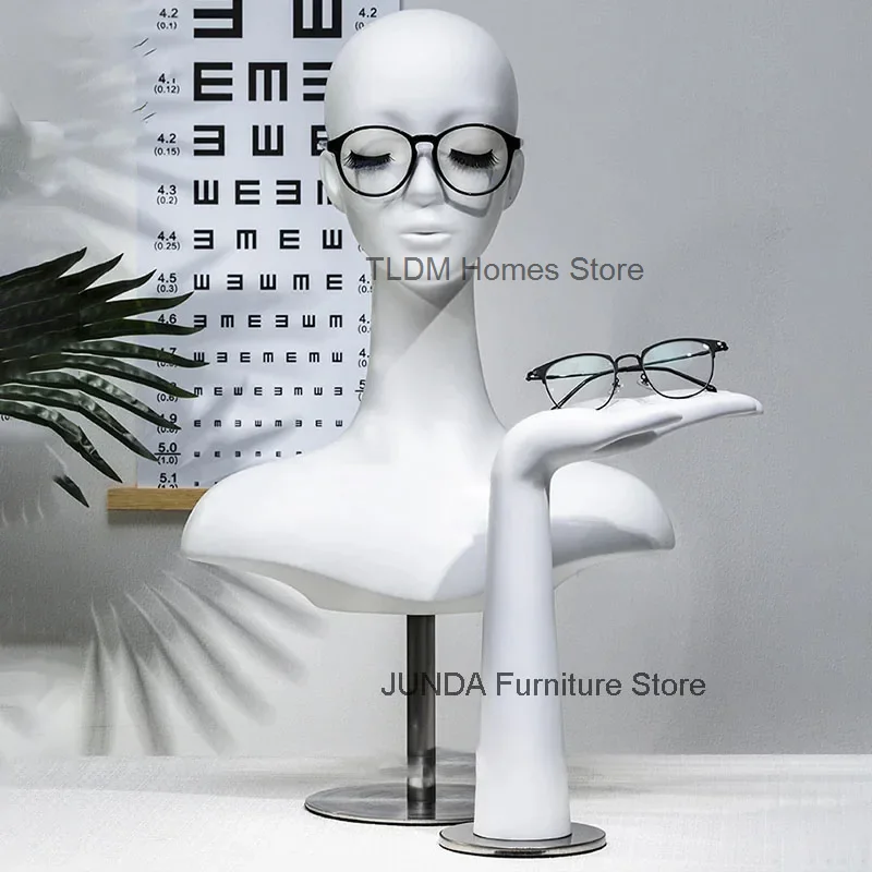 Light Luxury Mannequins Head with Facial Features Hat Scarf Display Stand Hand Model Art Ornaments Props Female White Head Model