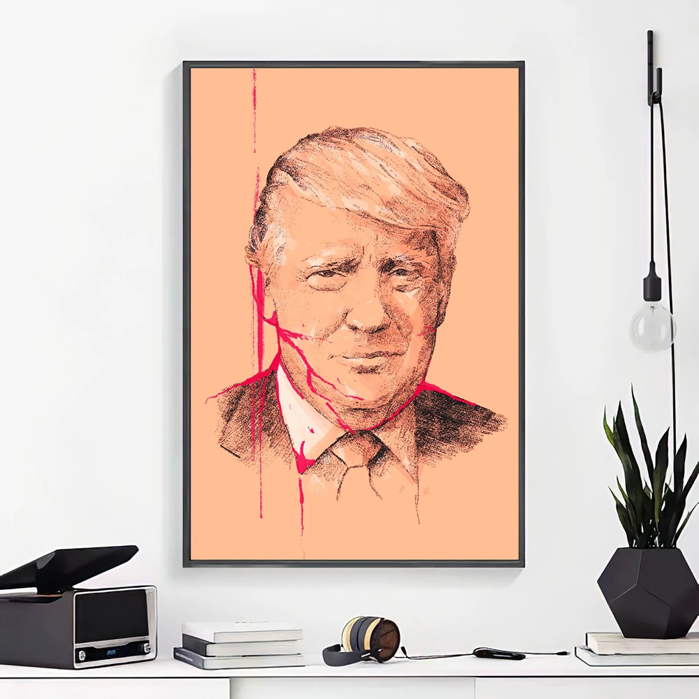 

05 знаменитая речь американского политика Трампа, аватар из мультфильма, шелковая ткань, настенный плакат, домашняя декорация, современный стиль, праздничный подарок
