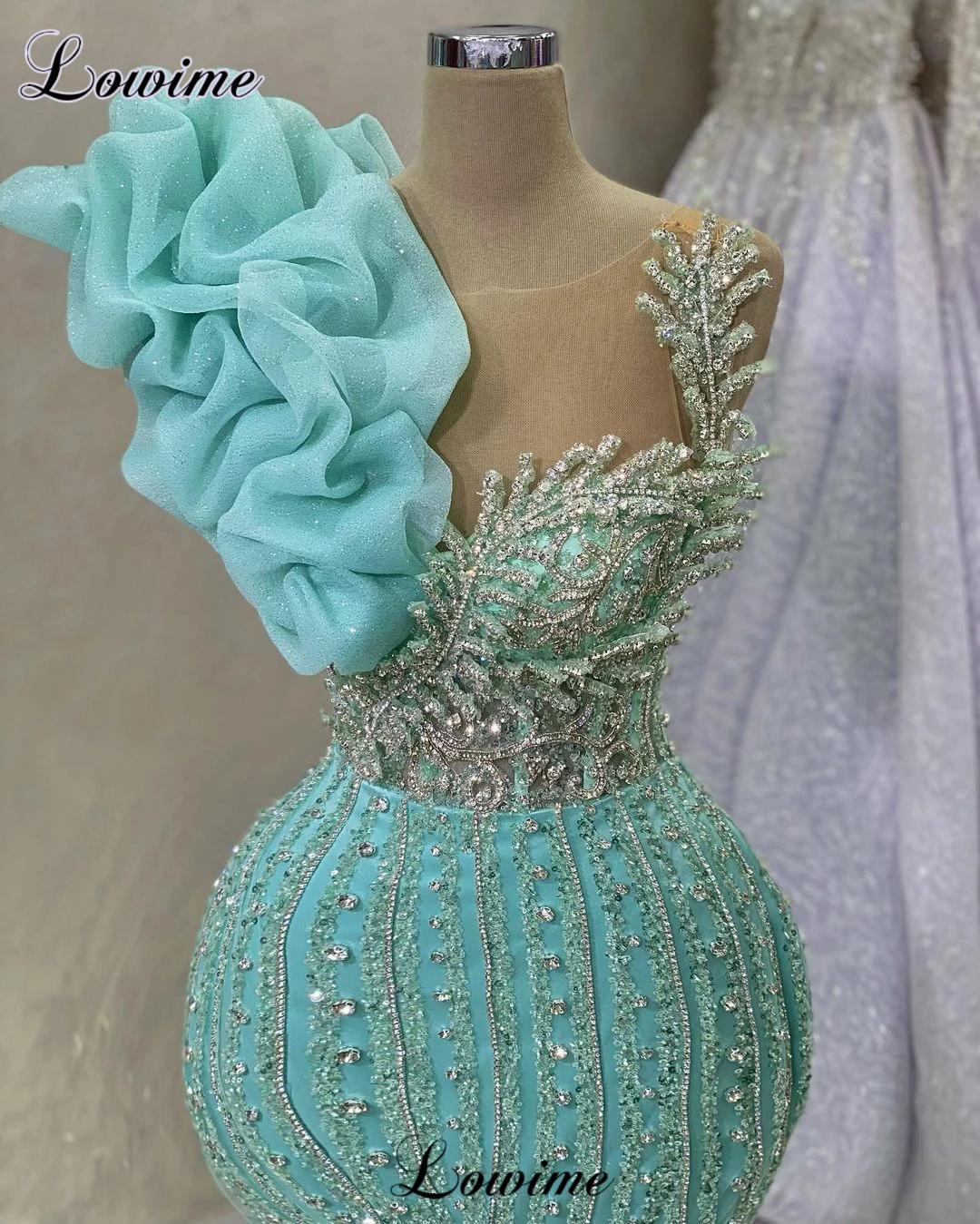 Green Beaded Evening Dresses Elegant Crystals Celebrity Dresses Mermaid Special Occasion Dresses 2023 Robes De Soirée