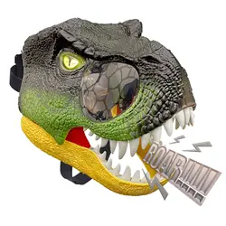 P-jsmen Led Lighted Eyes T-Rex Mask Sounds Dinosaur Mask Realistic Teeth Movable Jaw Open Mouth Halloween Party Cosplay Props