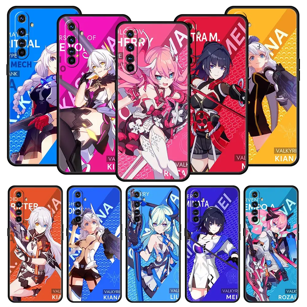 Honkai Impact Case For OPPO Realme 9 8 7 6 GT2 Pro Plus 5G C35 C25 C21 C11 C3 8i 9i GT Neo 2 3 Phone Cover Black Silicone Shell