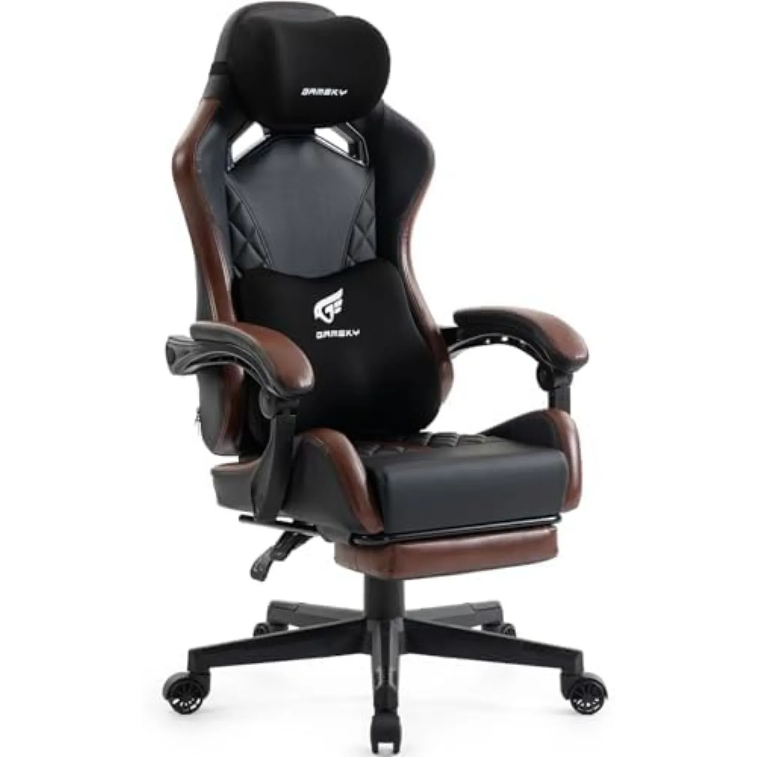 Ergonomic Gaming Chair for Adults with Footrest - PU Leather Computer Gamer Chair with Memory Foam Headrest & Lumbar