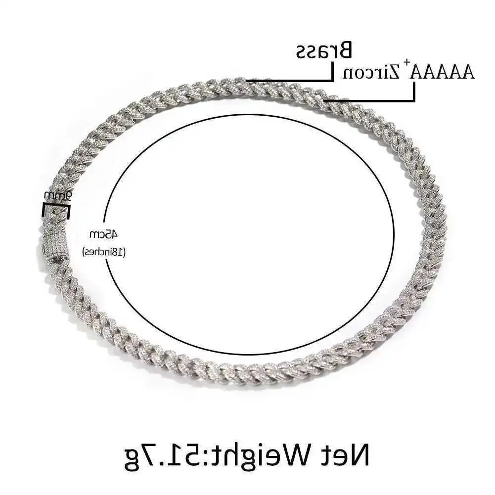 

8 мм кубинская цепочка с зашифрованными бриллиантами, ожерелье, браслет, цепочка в стиле хип-хоп для женщин и мужчин, ювелирные изделия в стиле рэпер
