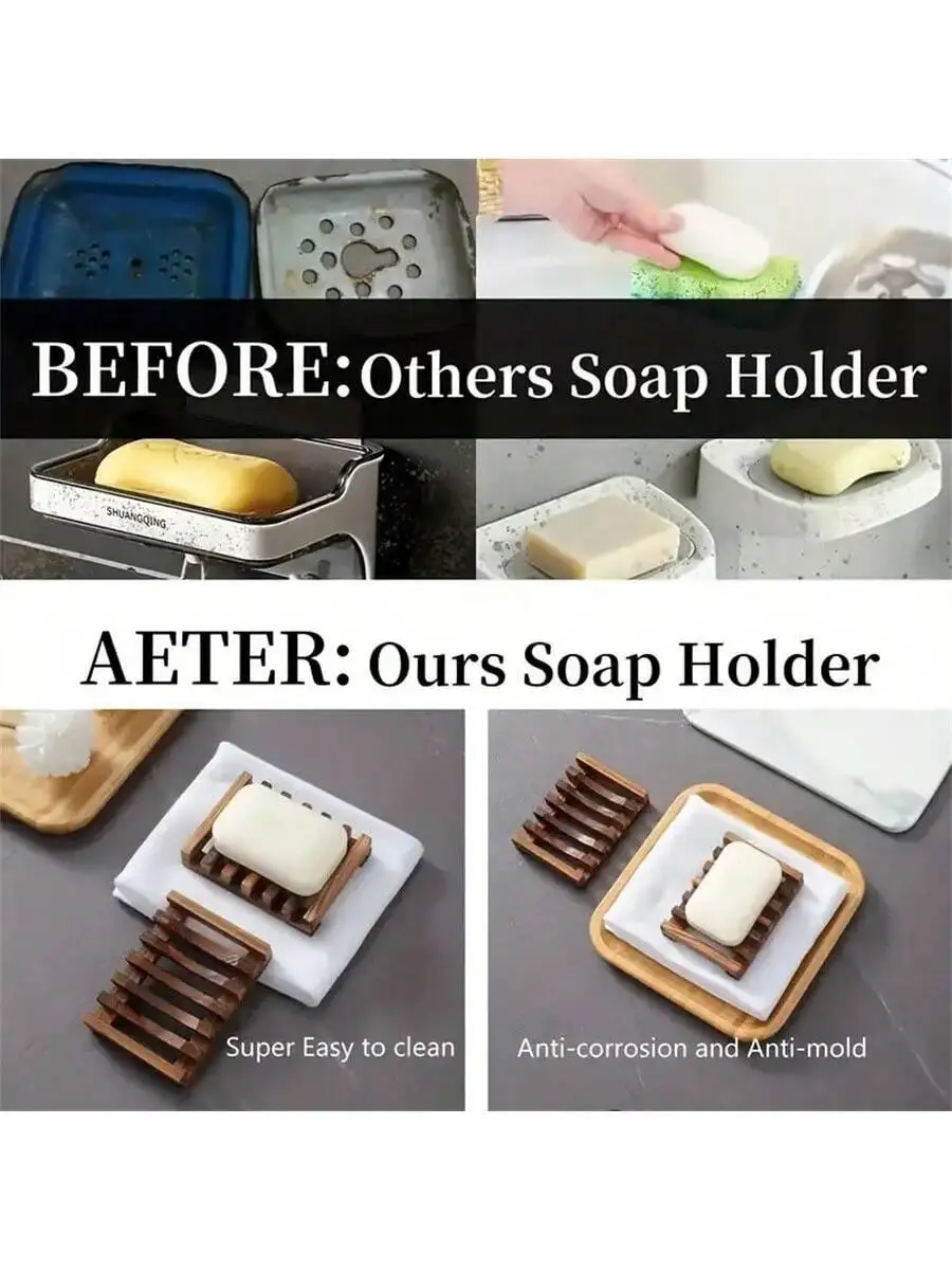 1PC Soap Box Elevate Your Bathroom With A Zoylofg Wooden Soap Dish - Self Draining & Stylish Soap Holder For Shower & Bathroom H