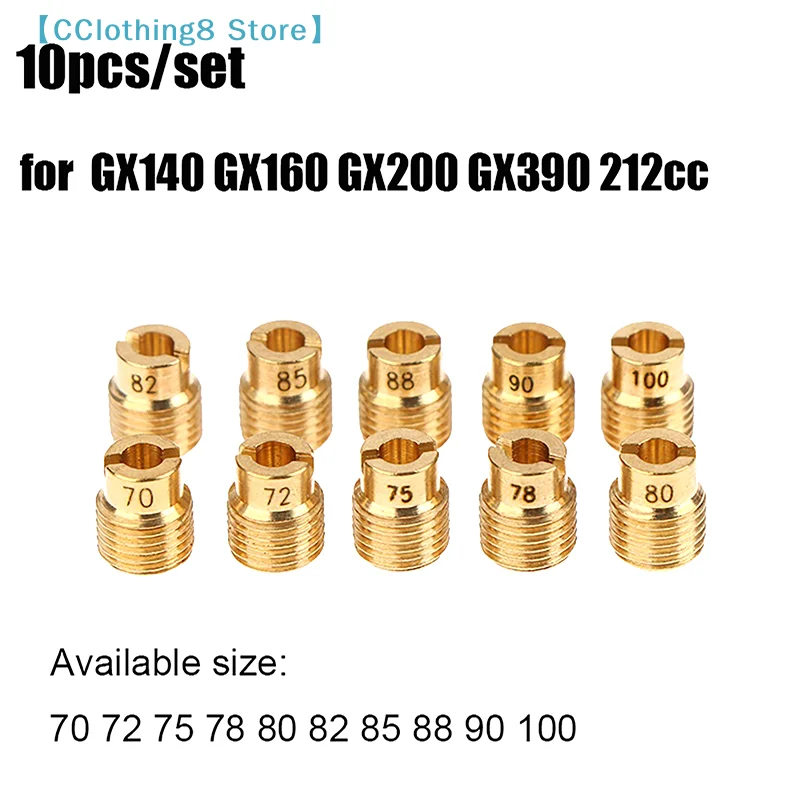 10Pcs Jets Moto Carburetor Slow Air Jet For GX140 GX160 GX200 GX390 212CC Mini Bike Go Kart FCR Main Jets Carb Jet Fuel 【AliS8】