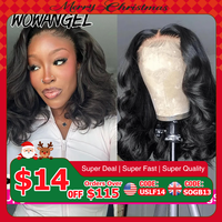 WOWANGEL Body Wave Short Bob Wigs 13x6 HD Lace Frontal Wigs Pre Plucked Skinlike HD Lace Full Frontal Human Hair Wigs For Women