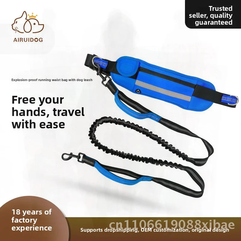 Riñonera deportiva portátil con cuerda de tracción para correr para caminar al aire libre, correa para perro a prueba de explosiones de Color sólido, negro, gris y rosa