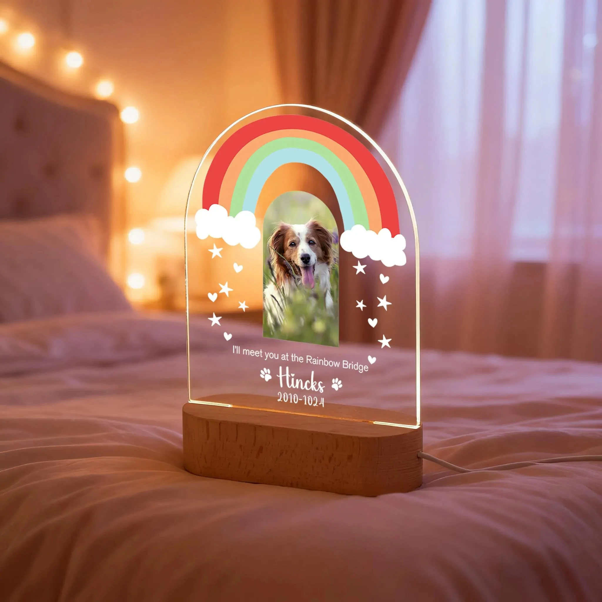 إطار مخصص متعدد الصور لمحبي الكلاب هدية مثالية لتحقيق ذكريات كلبك لتزيين غرفة إطار صور أكريليك مضاء بإضاءة LED #4