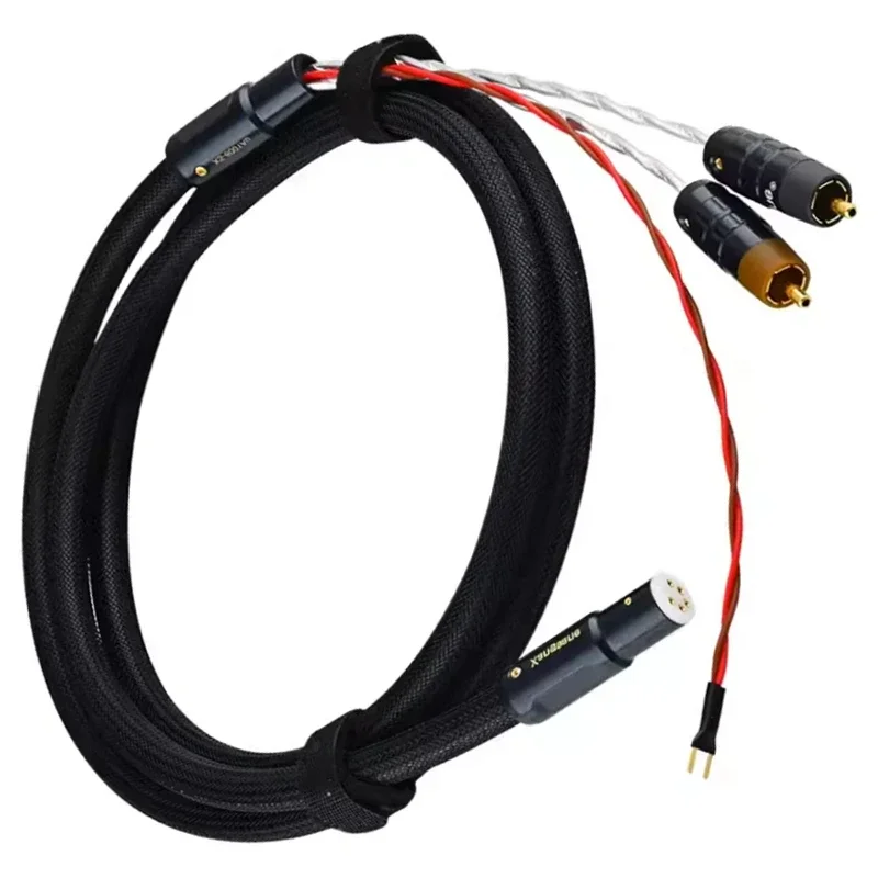 Reines Silber LP 5 Pin XLR Mutter zu RCA Vinyl LP Tonearm Kabel HiFi Audio 2RCA Signalkabel