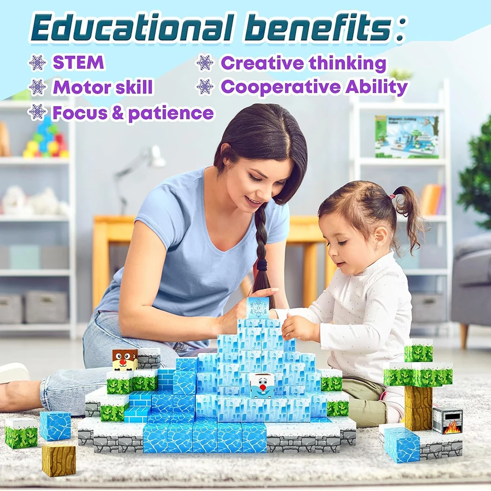 Magnet Cubes for Kids Toys Custom Pattern Puzzle Educational Plastic Magnetic Cube Building Blocks