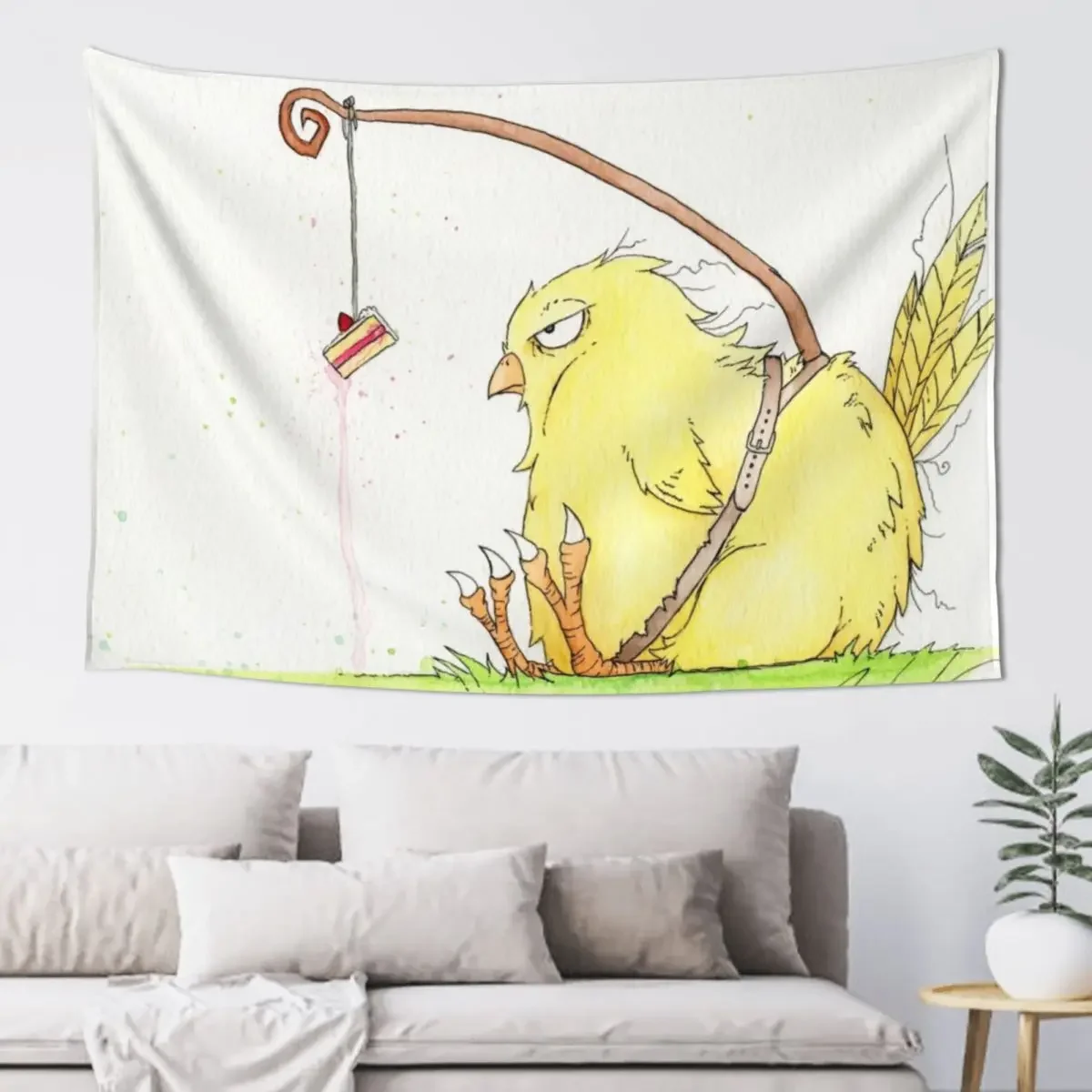 

Chubby Chocobo Tapestry Decoration Aesthetic Home Supplies Japanese Room Decor Tapestry