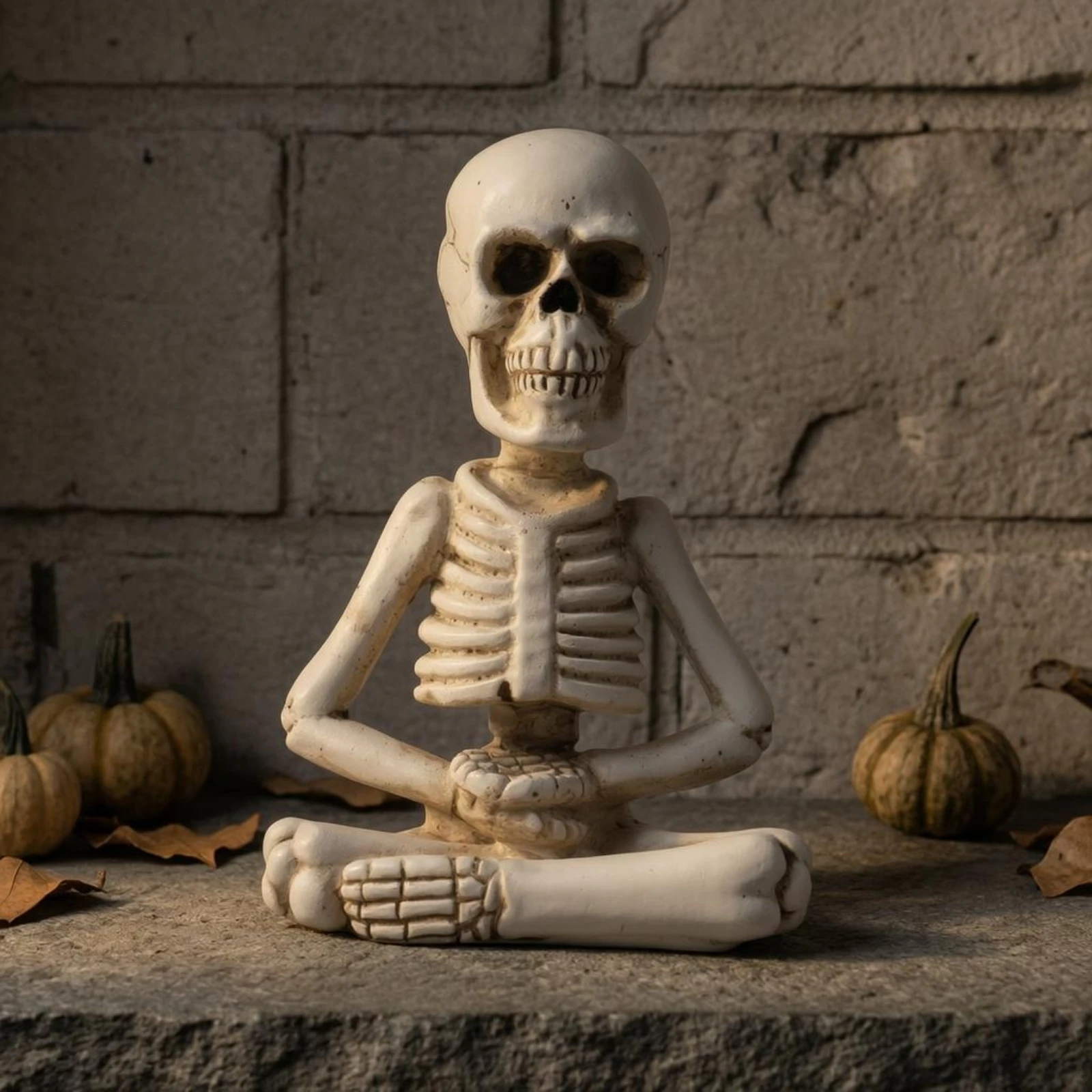 Skeleton Figurine Seated Resin Skeleton Skull Figurine Tabletop Home Decor Decorative