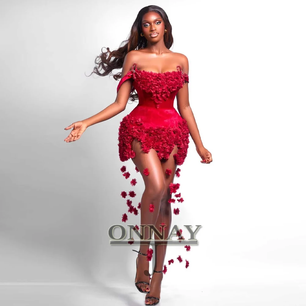 

Customized Glamorous 3D Flowers Prom Dresses for Women Off Shoulder Tassel Kuwait Saudi Arabric Gala Bespoke Vestidos De Fiesta