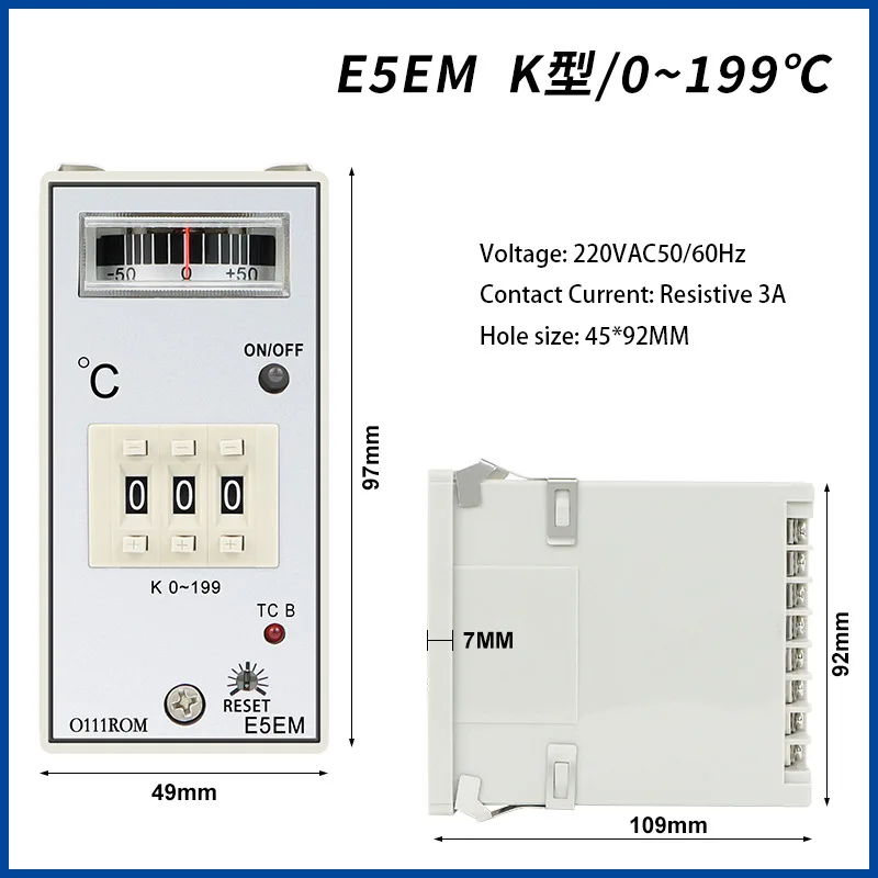 Injection Molding Machine Thermostat E5EM Dial Thermometer E5EN Digital Display Intelligent Temperature Controller Dryer 199°C