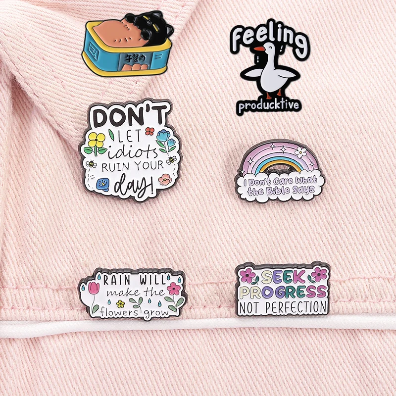 لا تدمير دبوس المينا الخاص بك الكرتون قوس قزح الإنجليزية عبارة شارة معدنية بروش للأطفال والأصدقاء المجوهرات هدية بالجملة #3