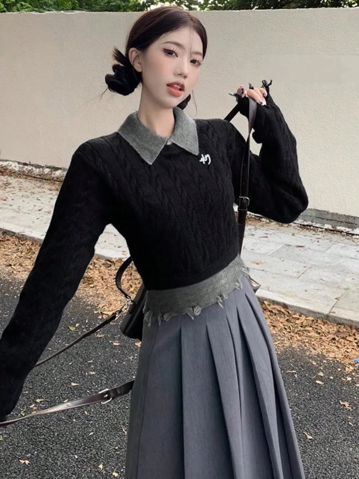 

Slim Fit Ne Knitwear Long Sve College Sle Women's Faion Spring New Arrival Hollow out Design Casual Sweater