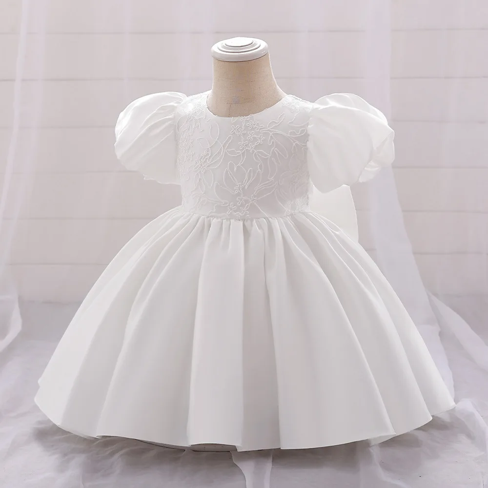 Kleinkind Baby Mädchen elegante Prinzessin Kleid Party Geburtstag Hochzeit Blumen ball Kleid mit Bogen Kinder Applikationen Blase Ärmel Kleid