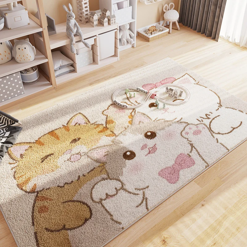 Simple Large Area Washable Thick Home Carpet Nonslip Soft Cartoon Cute Children Room Decorative Carpets Comfortable Easycare Rug