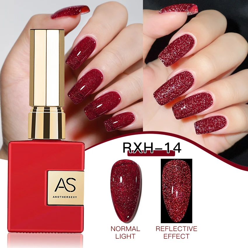 AS 15 ml Gel-Nagellack, nicht im Set, Neujahr, semi-permanent, Hybrid, schwarz, rot, Gel-Nagellack, Valentinstag-Nagelkunst, emaillierter Lack