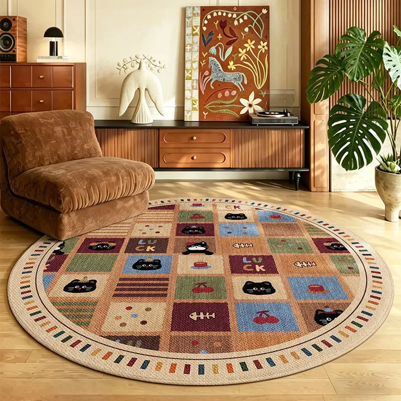 Round Living Room Rug Cartoon Anime Dopamine Carpet Stain-resistant Dirt-resistant Floor Mat Large Size Home Decoration Rugs 양탄자