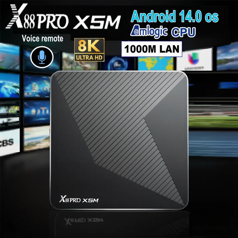 X88 PRO X5M Android 14 TV Box HD 8k 2.4G 5G Wifi6 BT5.0 1000M Lan