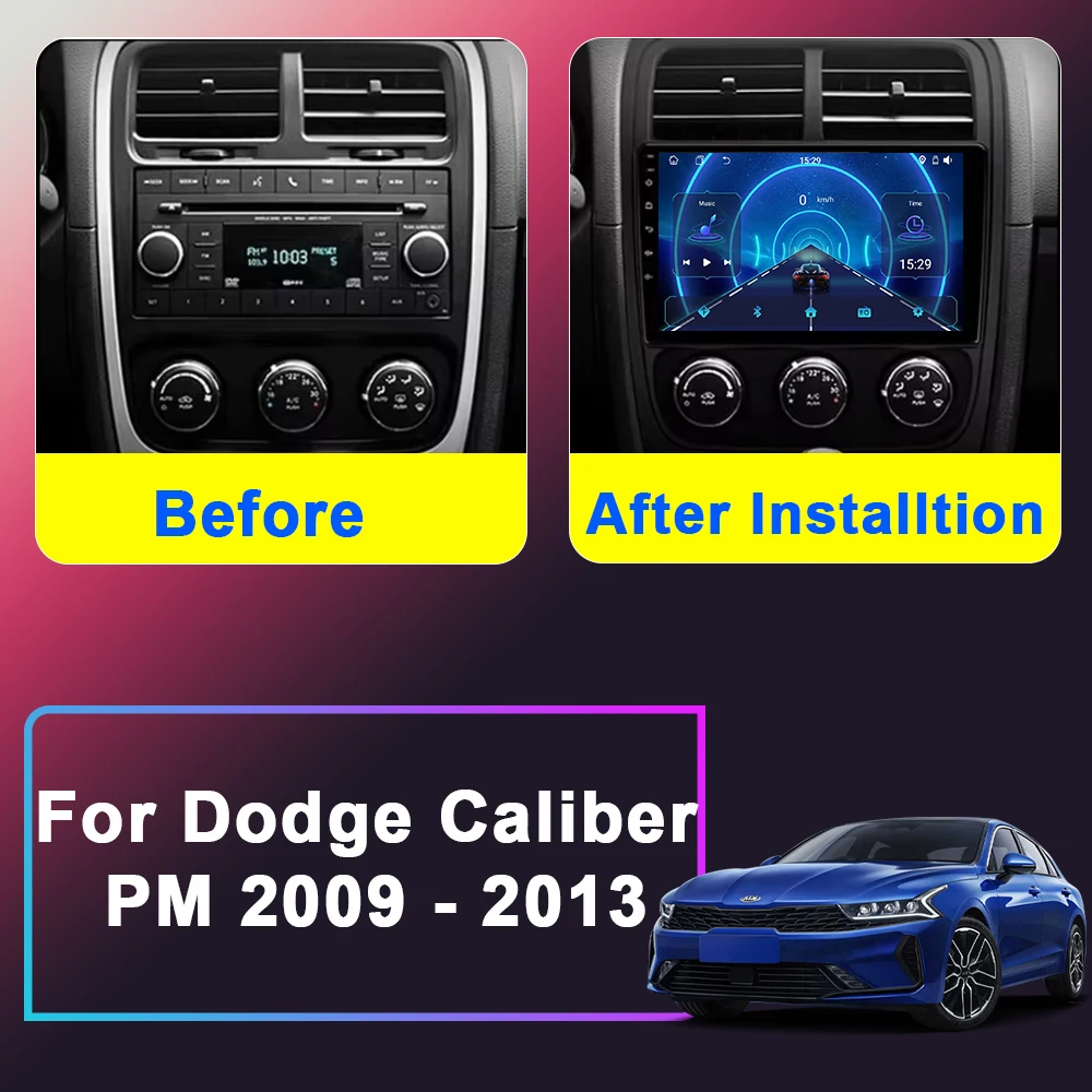 Android 15 Auto Radio For Dodge Caliber PM 2009 - 2013 Head Unit Car Multimedia Video Player Stereo GPS Navigation No 2din dvd