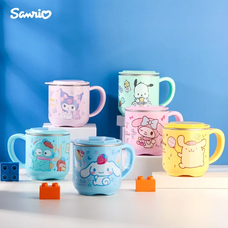 

Sanrio Kids Baby Boys Girls Mugs Cartoon Cinnamoroll Kuromi Pom Pom Purin 304 Stainless Steel with Scales Milk and Juice Cup