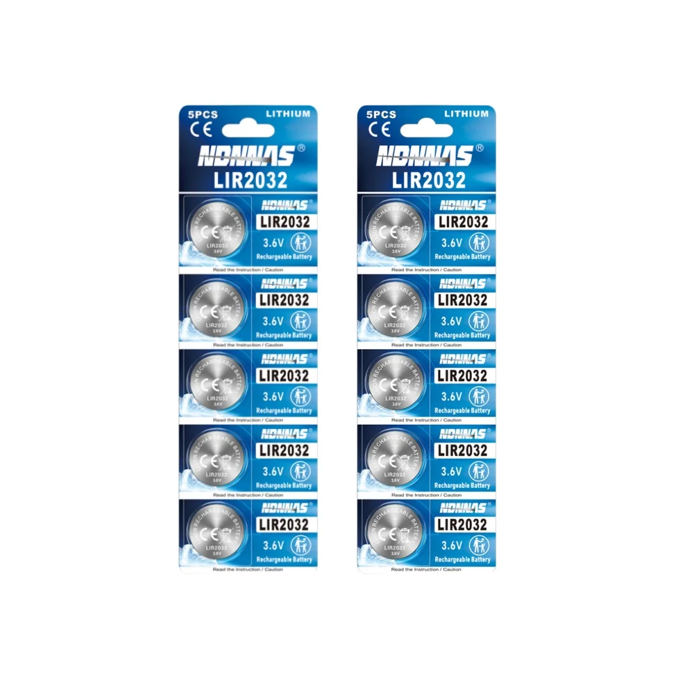 2-50PCS-LIR2032-Rechargeable-Battery-3/6V-Replacement-CR2032-Lithium-Ion-Battery-40mAh-Lithium-Cell-Coin-Batteries