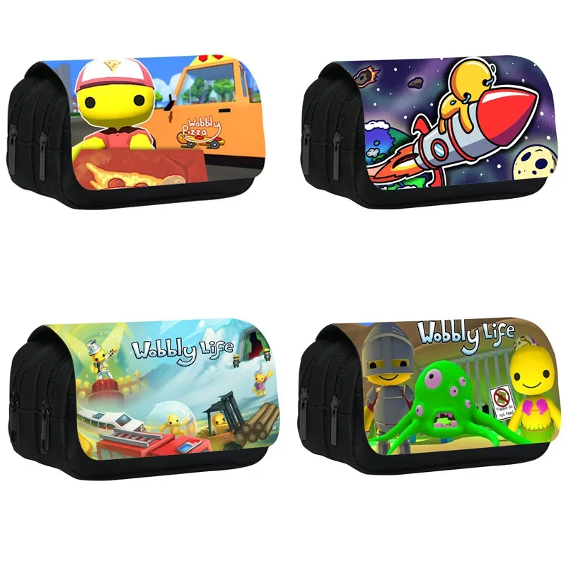 Estojo de lápis de dupla camada, jogo pop, vida oscillante, caixa de papelaria, material de decoração escolar para presente de aniversário primário