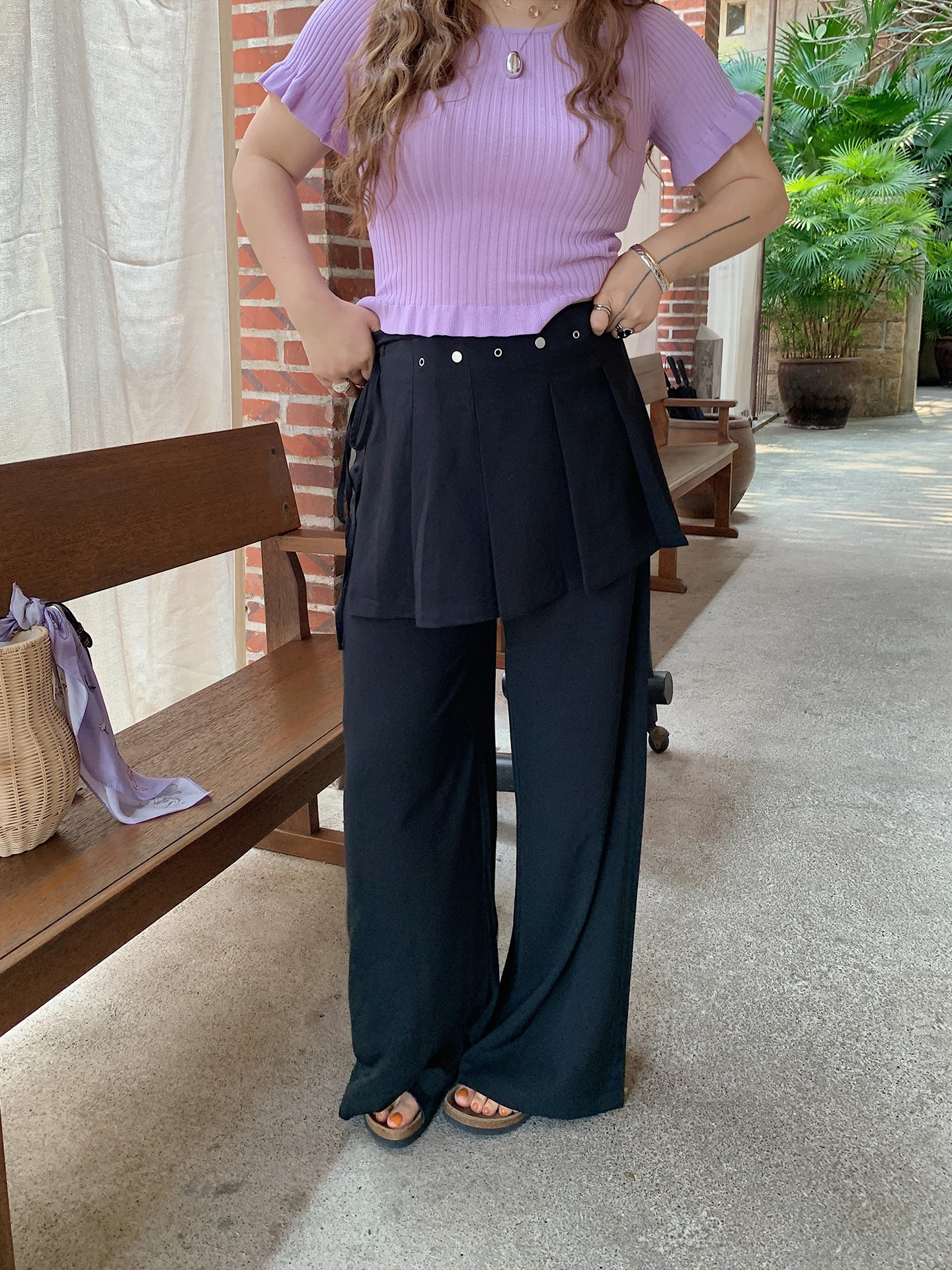 

Dazi Golden Branch Women's Two-Piece Set Pleated Suit Pants plus Size Casual High Waist Polyester Blend Summer 2026 New Arrival
