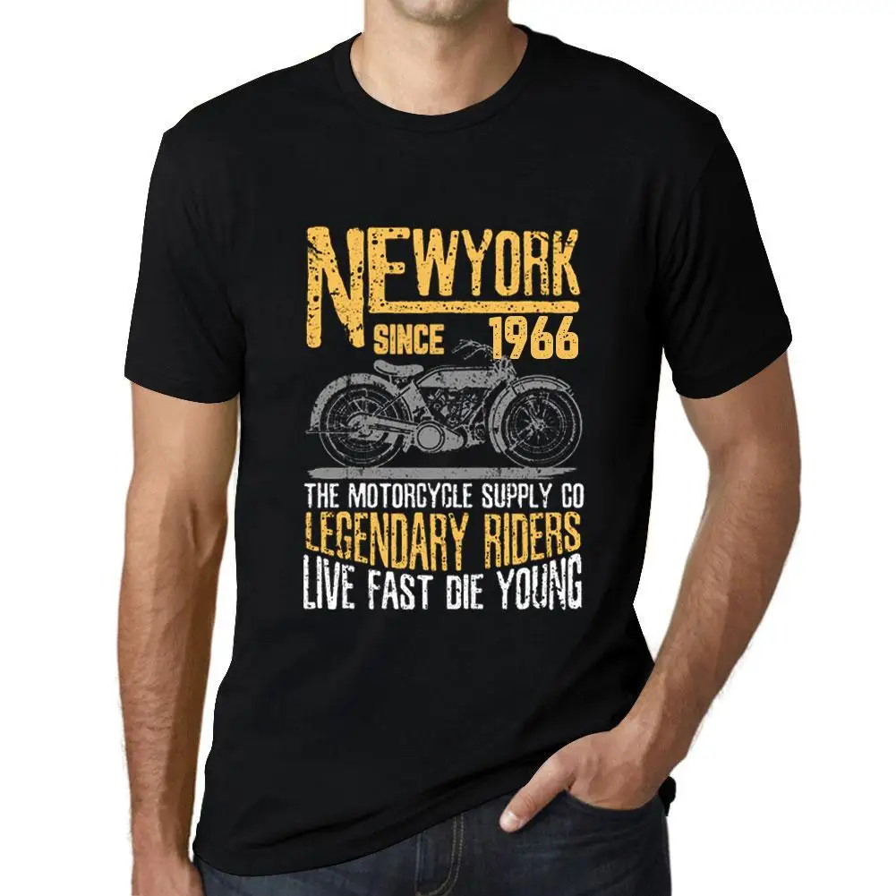 

Men’s Vintage Tee Shirt Graphic T Shirt New York Motorcycle Since 1966 Deep Black