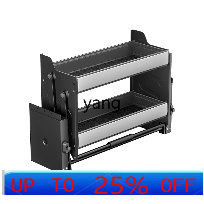 LMM hanging cabinet lift basket cabinet upper and lower buffer door seasoning pull basket drop storage