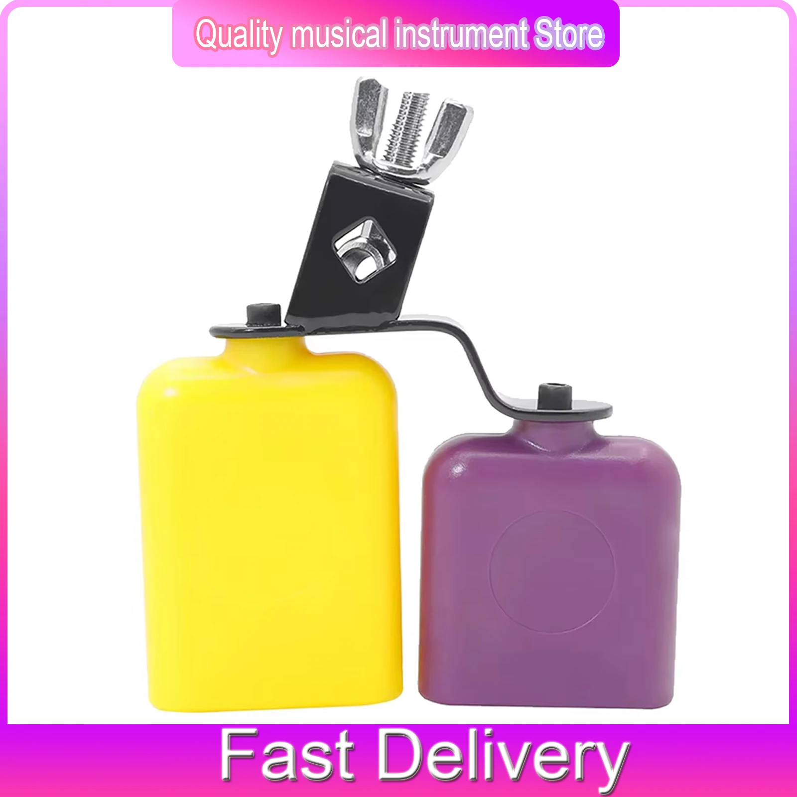 Cowbell Latin Music Double Sambago Bell High Low Sound Knocker Drum Metal Bracket Durable Percussion Instrumental Accessories