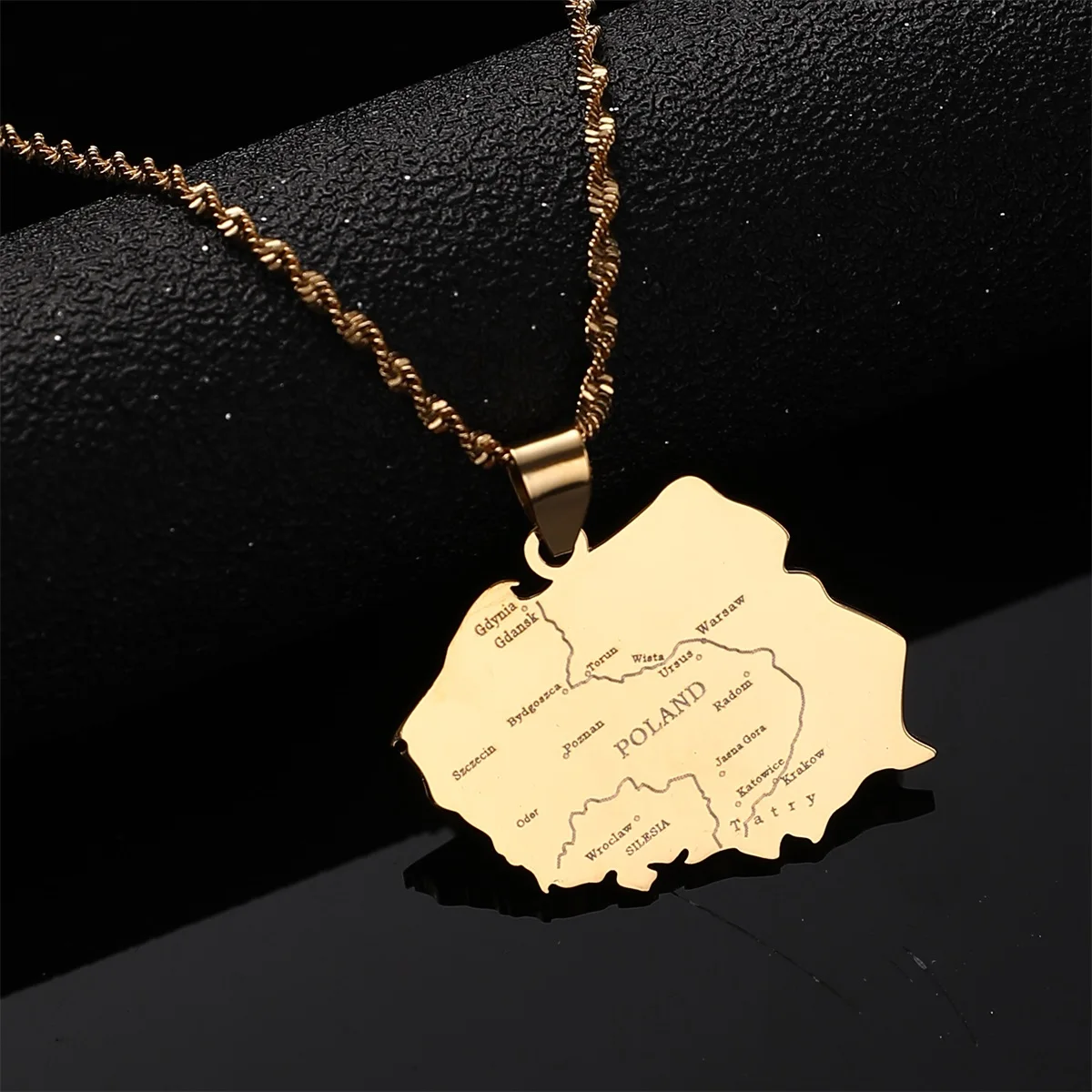 Polska Map Pendants Necklace For Women Gold Color Poland Chain Jewelry