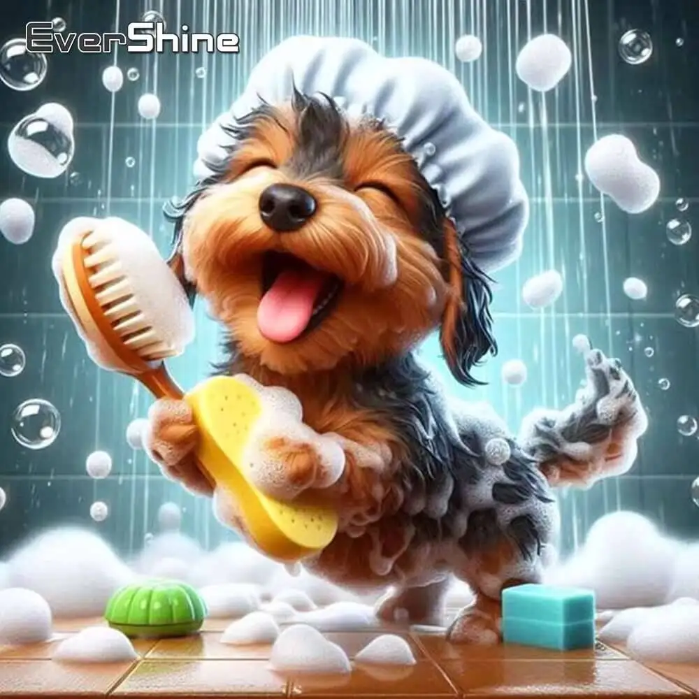 Evershine Hund Diamant Malerei Tier Voll Platz Runde Diamant Mosaik Cartoon DIY Stickerei Wand Dekoration