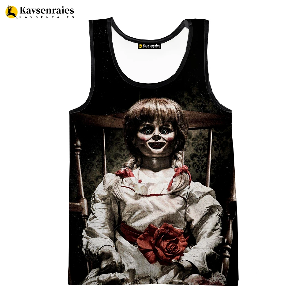 Horror Movie Annabelle 3D Printed Tank Tops Men Women 2023 Fashion Casual Sleeveless Shirts Harajuku Sleeveless Tops Sports Vest