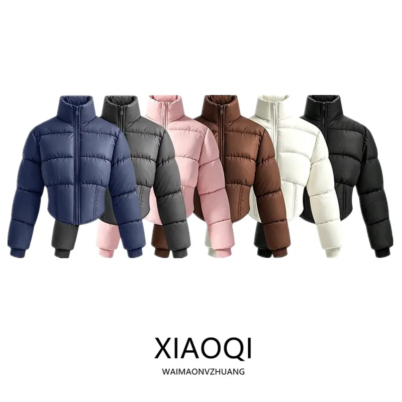 Slim Fit Cotton Jacket Outerwear 2026 Autumn New Style Popular Design Women's Short Coat Zipper Closure No Hat Fashion Trend