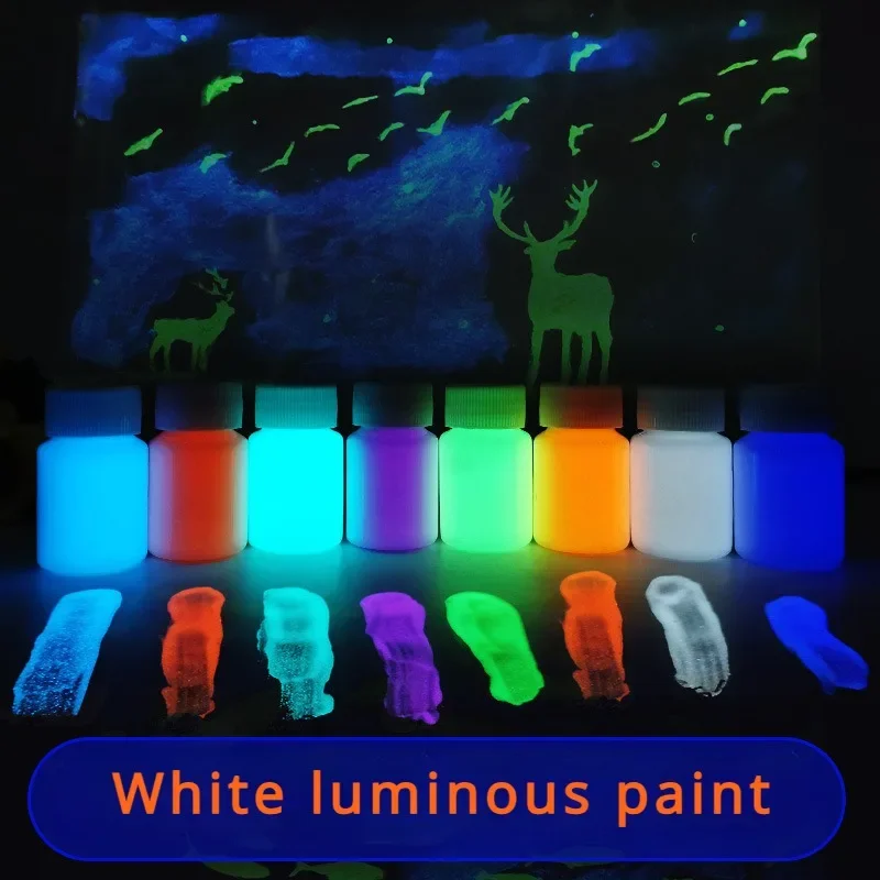 10/20g White Ultra Bright Hand Painted Glow-in-the-dark Pigment Water-based Coating Art Painting Creation Painted Graffiti