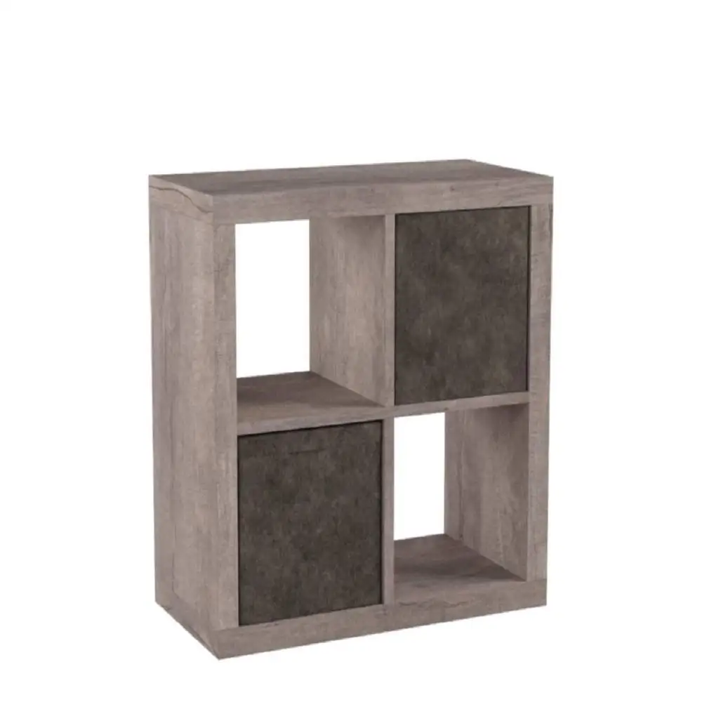 Square Storage Cabinet 4-Cube Organizer Weathered Rustic Gray Wood Bookshelf Home Office Bedroom Organization, Customized