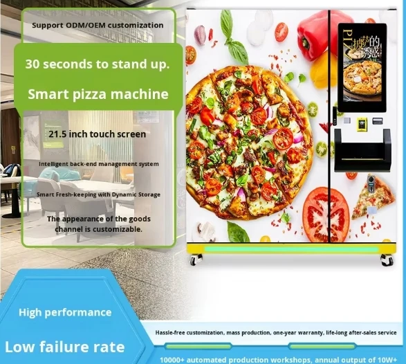 China Origin Pizza Automatic Vending Machine 24H Intelligent Heating Baking Fully Automatic Operation Scanning Credit Card Coin